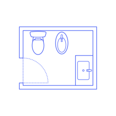 Layouts Bathrooms Half Bidet 2 Wall Monoline Svg Vector, Free Vectors File